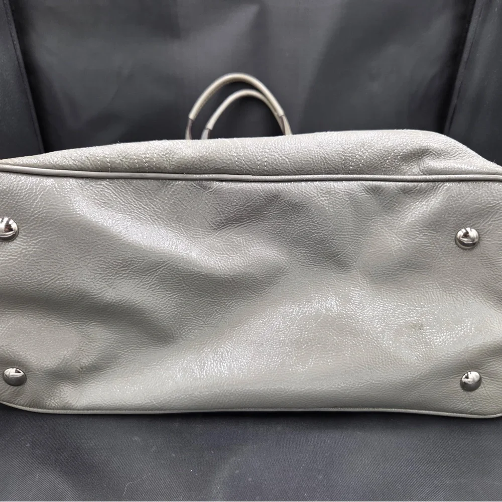 Coach Signature Gray Leather Kisslock Tote Bag